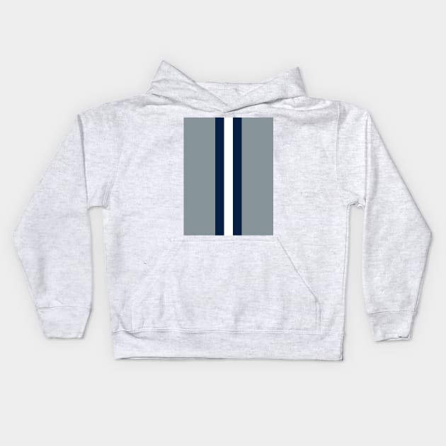 Retro American Football Stripes Dallas Silver, Navy, White Kids Hoodie by Culture-Factory